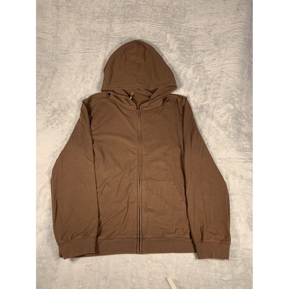 Skims Full Zip Hoodie Sweatshirt Womens L Brown Long Sleeve Hooded